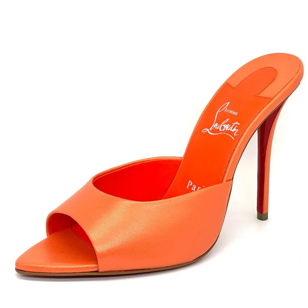 Orange Open-Toe Stiletto Mule Heel